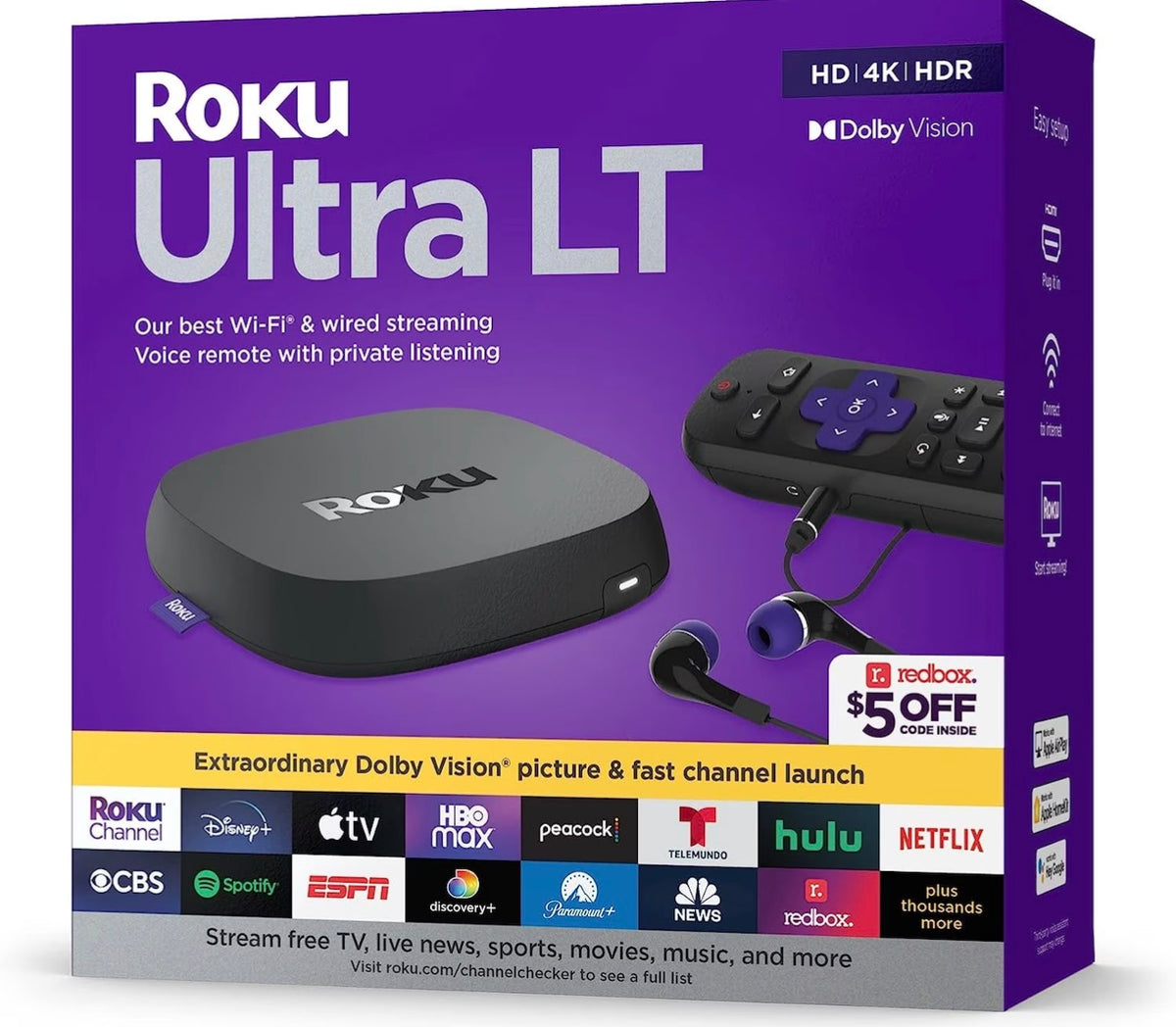 Roku Ultra LT 4K Streaming Player with Voice Remote