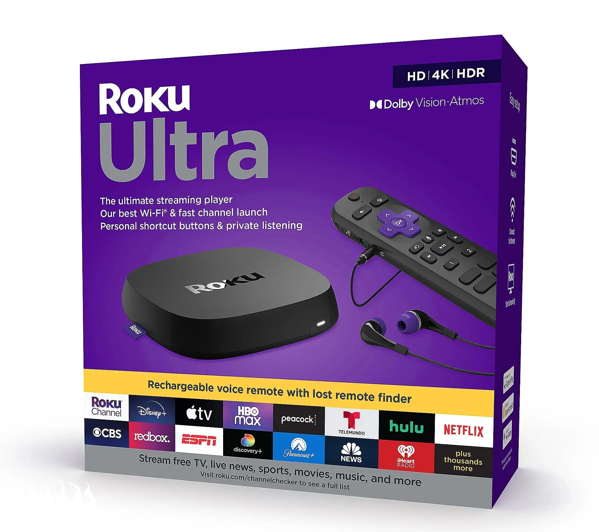 Roku Ultra 4K Streaming Player with Voice Remote Enforce Records